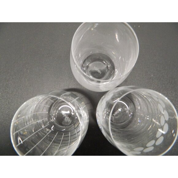 Mikasa Cheers Stemless Wine Glass 17 OZ Set of 3 Clear Etched Brand Dots Lines - Picture 2 of 9